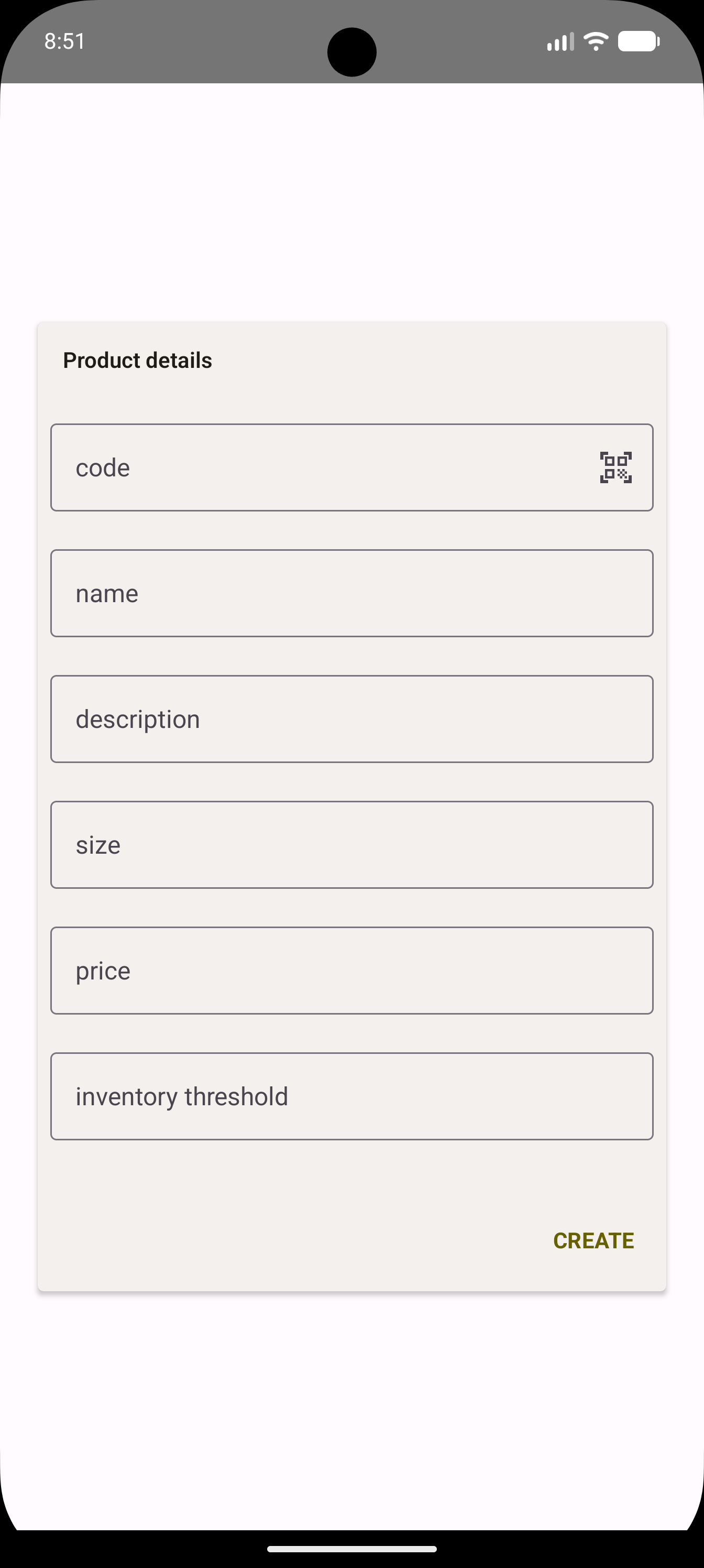 Shop Assistant product details screen